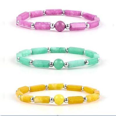 品質  3mm/8mm/13mm Rectangle Bead Healing Energy Crystal Gemstone Bracelet 工場