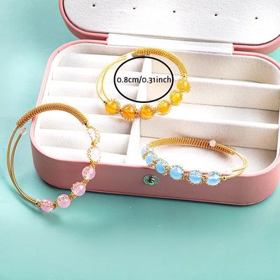 ワイヤー 巻き 癒し 丸い 数珠 宝石 ブレスレット 腕輪 宝石