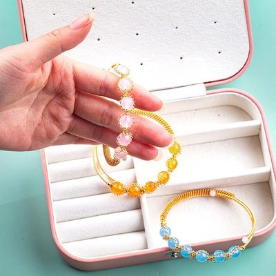 ワイヤー 巻き 癒し 丸い 数珠 宝石 ブレスレット 腕輪 宝石