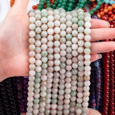 サイ・タイ 玉丸珠 天然結晶宝石 異なる数珠サイズ DIY 宝石製作のための松散な数珠線