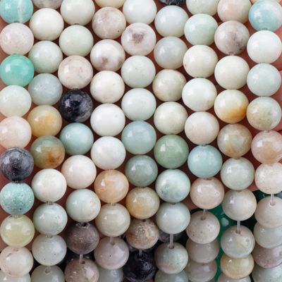 アマゾナイト丸珠 天然結晶宝石 異なる珠のサイズ DIY 宝石制作のための松散な珠の糸