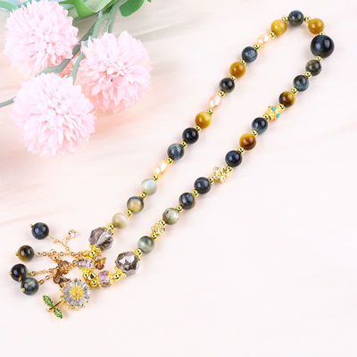 独創的な8MM 夢の虎の目 太陽花のスピナー 呪文の祝福 クリスタル ダブルレイヤー ブレスレット