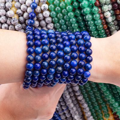 半貴重石 ラズル 丸珠 水晶 宝石 ローズ 珠 糸 DIY 宝石 製作