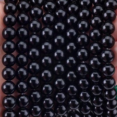 天然結晶黒オブシディアン 8MM DIY ジュエリー制作のための丸いゆるやかな宝石の珠