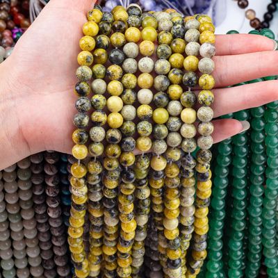 宝石 磨き 6mm 8mm 黄色のハウライト 数珠 工芸品 制作