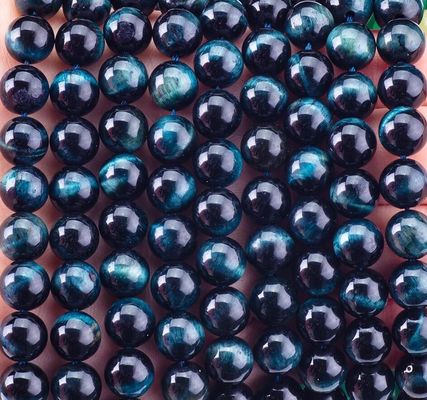 天然水晶宝石 インク 青い虎の目 松散な珠の糸 DIY 宝石制作のための半貴重石