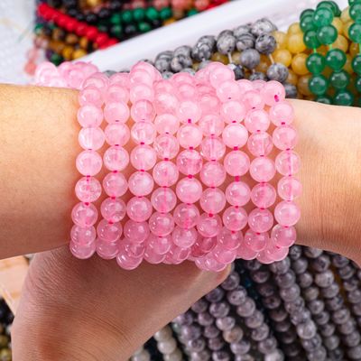 天然水晶宝石 ローズ・クォーツ ローズ・ビーズ・ストランド DIY 宝石製作のための半貴重石