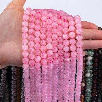 天然水晶宝石 ローズ・クォーツ ローズ・ビーズ・ストランド DIY 宝石製作のための半貴重石