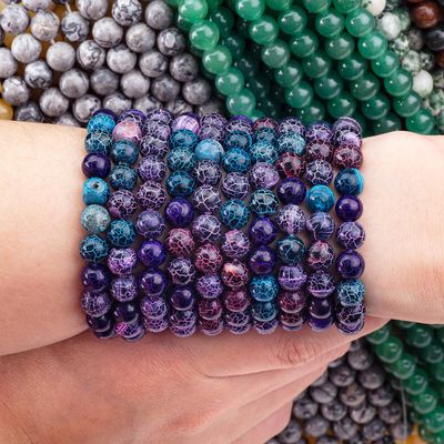 シャイニー・ウェザー・アゲート ローズ・ビーズ・ストランド 半宝石 クラック・アゲート DIY ジュエリー製造用