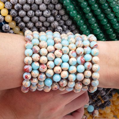 半宝石 ショウシャン 石 ジャスパー 松散な珠の糸 蛇の皮 石 DIY 珠宝制作