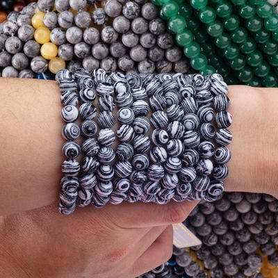 合成ゼブラ マラキット 松散なビーストランド 白と黒  DIY ジュエリー製造のための半貴重石