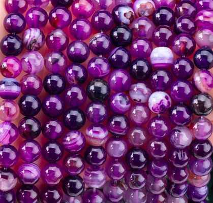 紫色 ストライプ アガート 癒し 8mm 丸い宝石 数珠 ギフト プレゼント