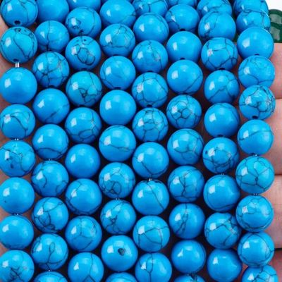 青いターコイズ 8MM 滑らかな丸い形 ジュエリー製造ツールのための松散なビーズ