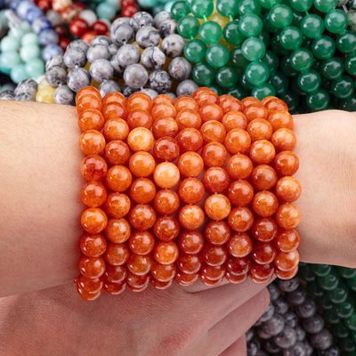 8MM クリスタルダークラー レッド アベンチュリン ヒーリング 宝石 手作り ジュエリー 用の丸い ゆるやかな 数珠