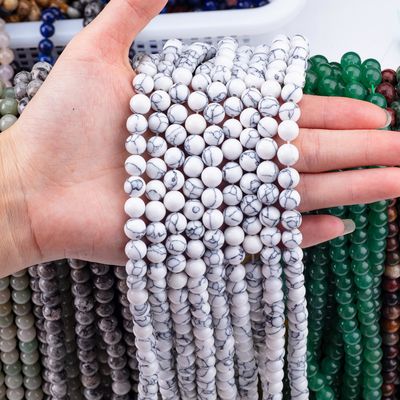 クリスタルストーン 8MM ハウライト 丸い形 宝石 松散な数珠 ブレスレット ネックレス製造