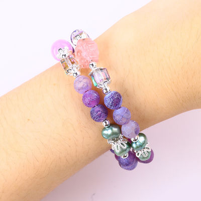8MM ハンドメイド DIY 耐気アゲート クリスタル 丸い 数珠 調整可能な 双層 ブレスレット