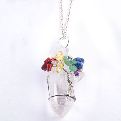 手作り 癒し 銀石 水晶 クォーツ ネックレス 23g