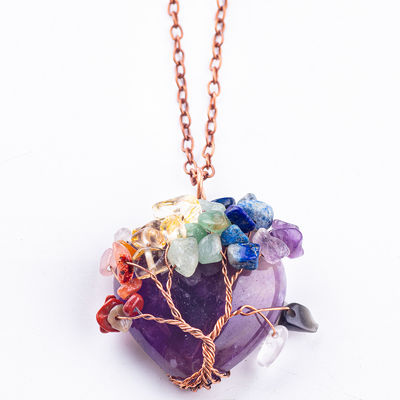 不安 チャクラ 樹のネックレス Pendant 1.96*1.57インチ/5*4cm