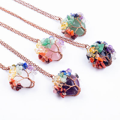 不安 チャクラ 樹のネックレス Pendant 1.96*1.57インチ/5*4cm
