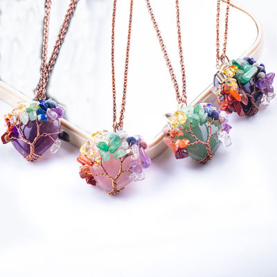 不安 チャクラ 樹のネックレス Pendant 1.96*1.57インチ/5*4cm