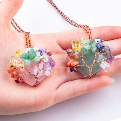 不安 チャクラ 樹のネックレス Pendant 1.96*1.57インチ/5*4cm