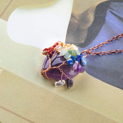 不安 チャクラ 樹のネックレス Pendant 1.96*1.57インチ/5*4cm