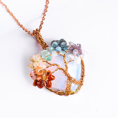 ローズゴールドヒーリングクリスタルストーン 7チャクラ 生命の樹 Pendant