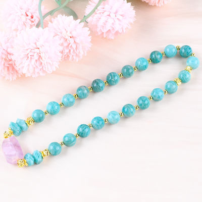 11MM 14MM 天河石 アメジスト 結晶 宝石 数珠 ブレスレット 2層