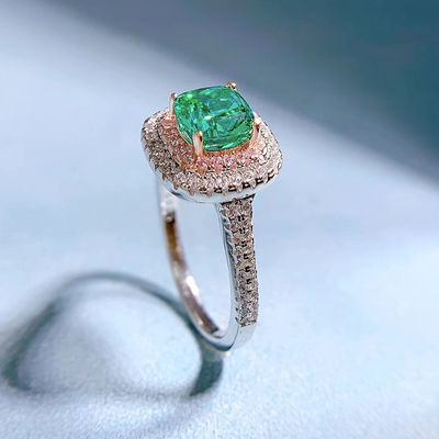 緑色の四角形 宝石 ジルコン 結婚指輪 女性用
