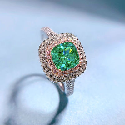 緑色の四角形 宝石 ジルコン 結婚指輪 女性用