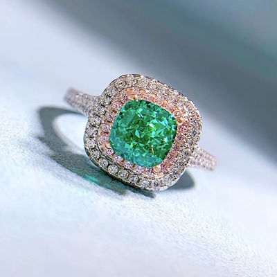 緑色の四角形 宝石 ジルコン 結婚指輪 女性用