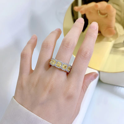 デラックス 黄色い宝石 結婚指輪 パーティー