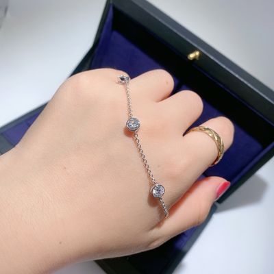 スパークリング エレバント 925 ステルリング シルバー モイサナイト ダイヤモンド ブレスレット 女性
