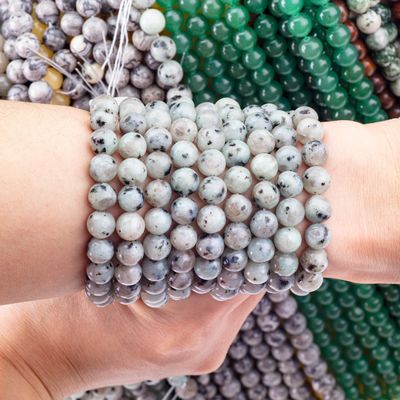 8MM 磨いた天然キウイジャスパー 数珠 宝石 首飾り ネックレス ブレスレット イヤリング