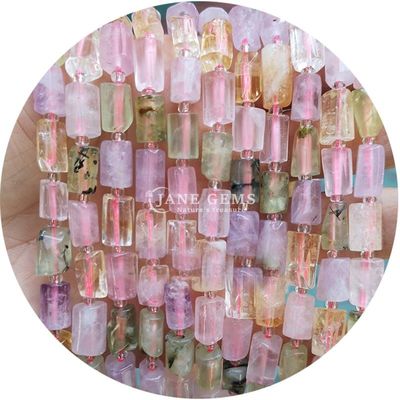 天然結晶宝石 円筒形 数珠 アガート 円筒 ローズ 数珠 アクセサリー DIY ジュエリー製造