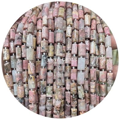 天然結晶宝石 円筒形 数珠 アガート 円筒 ローズ 数珠 アクセサリー DIY ジュエリー製造