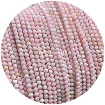 ストロベリークォーツ ピンク オパール 宝石 数珠 天然水晶 面型 丸い形 腕輪用の小さな松散な数珠