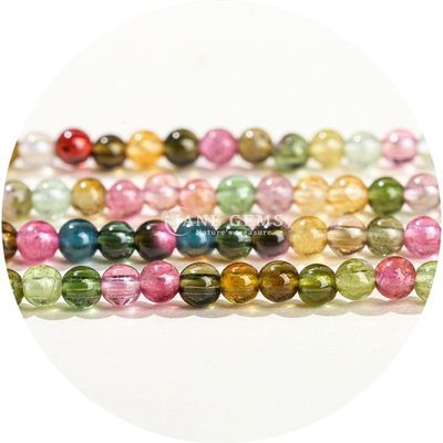 天然宝石の丸い松散珠 8MM 多彩のツーアルマリン丸い松散珠 玉石の丸い松散珠 宝石のためのスペース