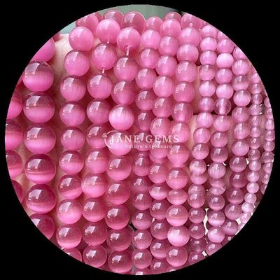 色鮮やかなピンク 黄色い湖 青い色 数珠 オーダーメイド 丸い形 猫の目 数珠 DIY ギフト