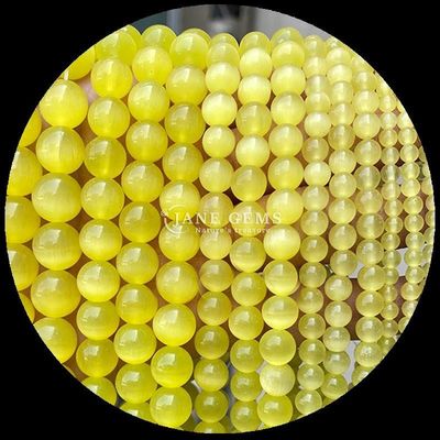 色鮮やかなピンク 黄色い湖 青い色 数珠 オーダーメイド 丸い形 猫の目 数珠 DIY ギフト