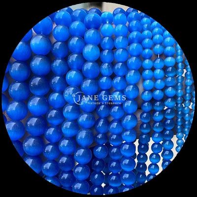 色鮮やかなピンク 黄色い湖 青い色 数珠 オーダーメイド 丸い形 猫の目 数珠 DIY ギフト