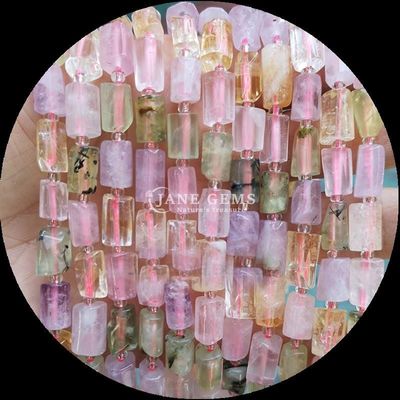 宝石 数珠 天然 結晶 ストロベリー クォーツ 宝石 面型 円筒形 柔らかい 数珠 宝石 製作 糸