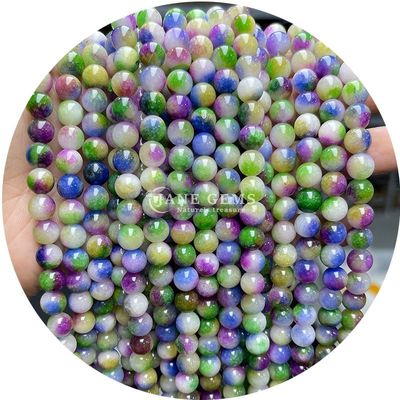 丸玉 色のカルセドン石 数珠 癒し 水晶 天然石 ゆったり 数珠 DIY ジュエリー制作