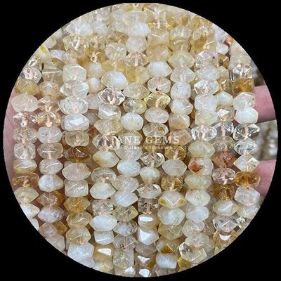 宝石 数珠 天然 結晶 シトリン ローズ クォーツ 宝石 不規則 転倒 形 ゆったり 数珠 繊維 宝石 製作