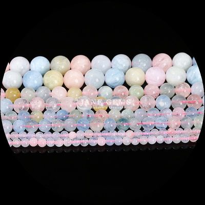 色とりどりの丸い宝石 数珠 ガーネット モルガナイト 宝石 首飾り 製作 DIY ブレスレット ネックレス / イヤリング