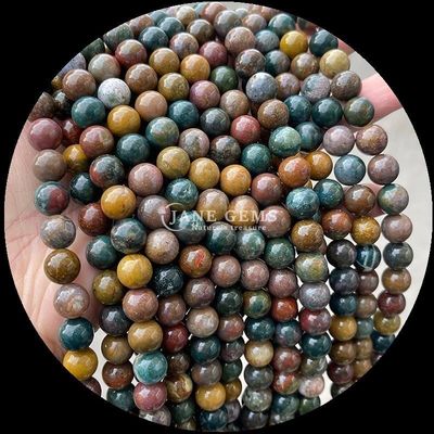 丸切りの天然宝石 月石 フロアイト 洋ジャスパー ローズストランド 数珠 DIY 宝石
