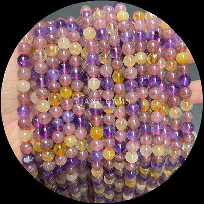 丸い宝石 火クォーツ 煙のクォーツ 珠の糸  DIY ジュエリー制作のための様々な色